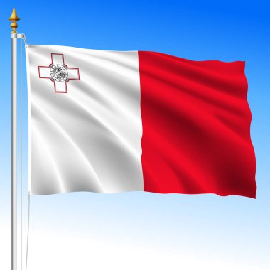 Malta resmi ulusal dalga bayrağı, Avrupa Birliği, vektör illüstrasyonu