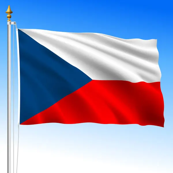 Republik Ceko Resmi Mengibarkan Bendera Nasional Uni Eropa Gambar Vektor - Stok Vektor