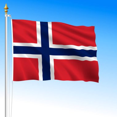Norveç resmi ulusal sallama bayrağı, Avrupa ülkesi, vektör illüstrasyonu