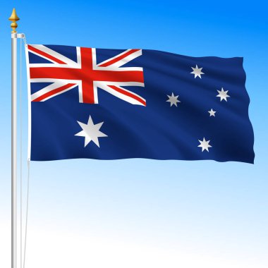 Avustralya, resmi ulusal sallanan bayrak, Okyanusya, vektör illüstrasyonu
