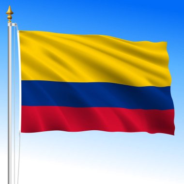 Colombia, official national waving flag, south america, vector illustration clipart