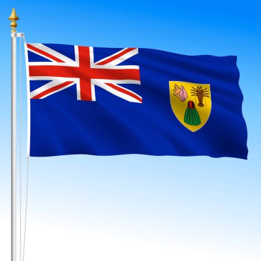 Turks ve Caicos Adaları, resmi ulusal sallanan bayrak, Amerikan antilopları, vektör illüstrasyonu