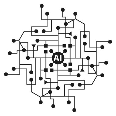 Yapay zekanın soyut sembolü, yeni teknoloji, vektör illüstrasyonu