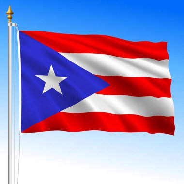 Puerto Rico US territory official waving flag, United States, vector illustration clipart