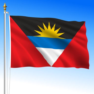 Antigua ve Barbuda, resmi ulusal bayrak, Karayip ülkesi, vektör illüstrasyonu