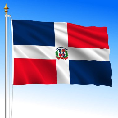 Dominican Republic, official national waving flag, american country, vector illustration  clipart