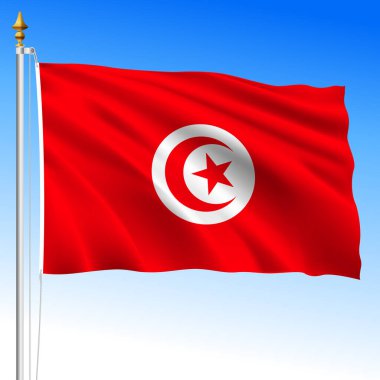 Tunisie, official national waving flag, african country, vector illustration