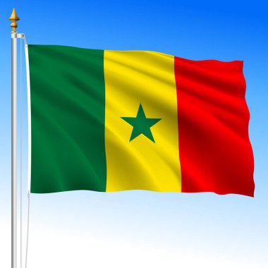 Senegal, official national waving flag, african country, vector illustration clipart