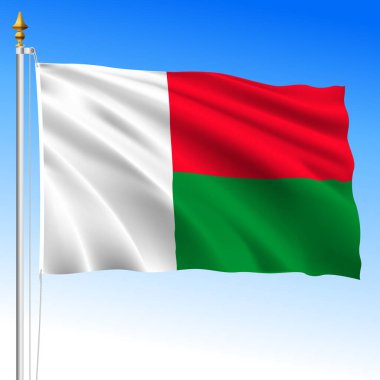 Madagaskar, resmi ulusal dalgalanma bayrağı, Afrika ülkesi, vektör illüstrasyonu