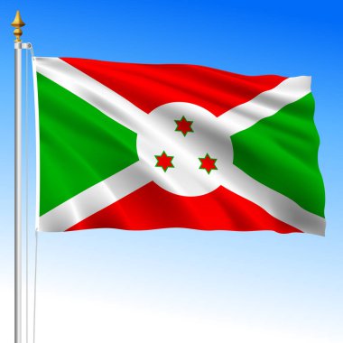 Burundi, resmi ulusal sallanan bayrak, Afrika ülkesi, vektör illüstrasyonu