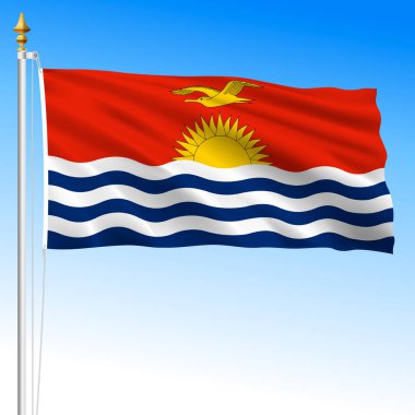 Kiribati resmi ulusal bayrak sallama, Pasifik Okyanusu, vektör illüstrasyonu