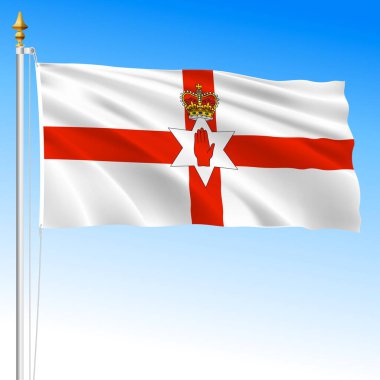 Kuzey İrlanda, Ulster dalgalanan bayrak, Birleşik Krallık, vektör illüstrasyonu