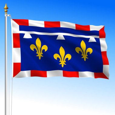Merkez - Val de Loire bölgesel el sallama bayrağı, Fransa, Avrupa, vektör illüstrasyonu