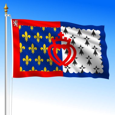 Pays de la Loire bölgesel sallanan bayrak, Fransa, vektör illüstrasyonu