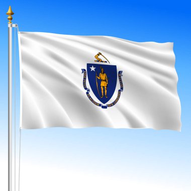Massachusetts Federal Resmi Sallama Bayrağı, Amerika Birleşik Devletleri, vektör illüstrasyonu