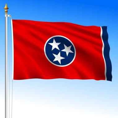 Tennessee ABD federal eyaleti bayrak sallıyor, Birleşik Devletler, vektör illüstrasyonu