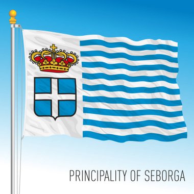 Seborga Prensliği dalgalanan bayrak, Liguria, İtalya, vektör illüstrasyonu
