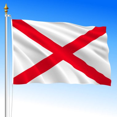 Alabama Birleşik Devletleri resmi bayrağı sallıyor, Amerika Birleşik Devletleri, vektör illüstrasyonu