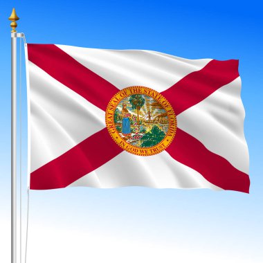 Florida Federal Eyaleti bayrak sallıyor, Birleşik Devletler, vektör illüstrasyonu