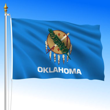 Oklahoma ABD federal eyaleti bayrak sallıyor, Birleşik Devletler, vektör illüstrasyonu