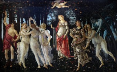 Floransa, İtalya, 11 Mart 2024, Uffizi Galeri Müzesi, Floransa, Botticelli 'nin Baharı, 1480 yılı