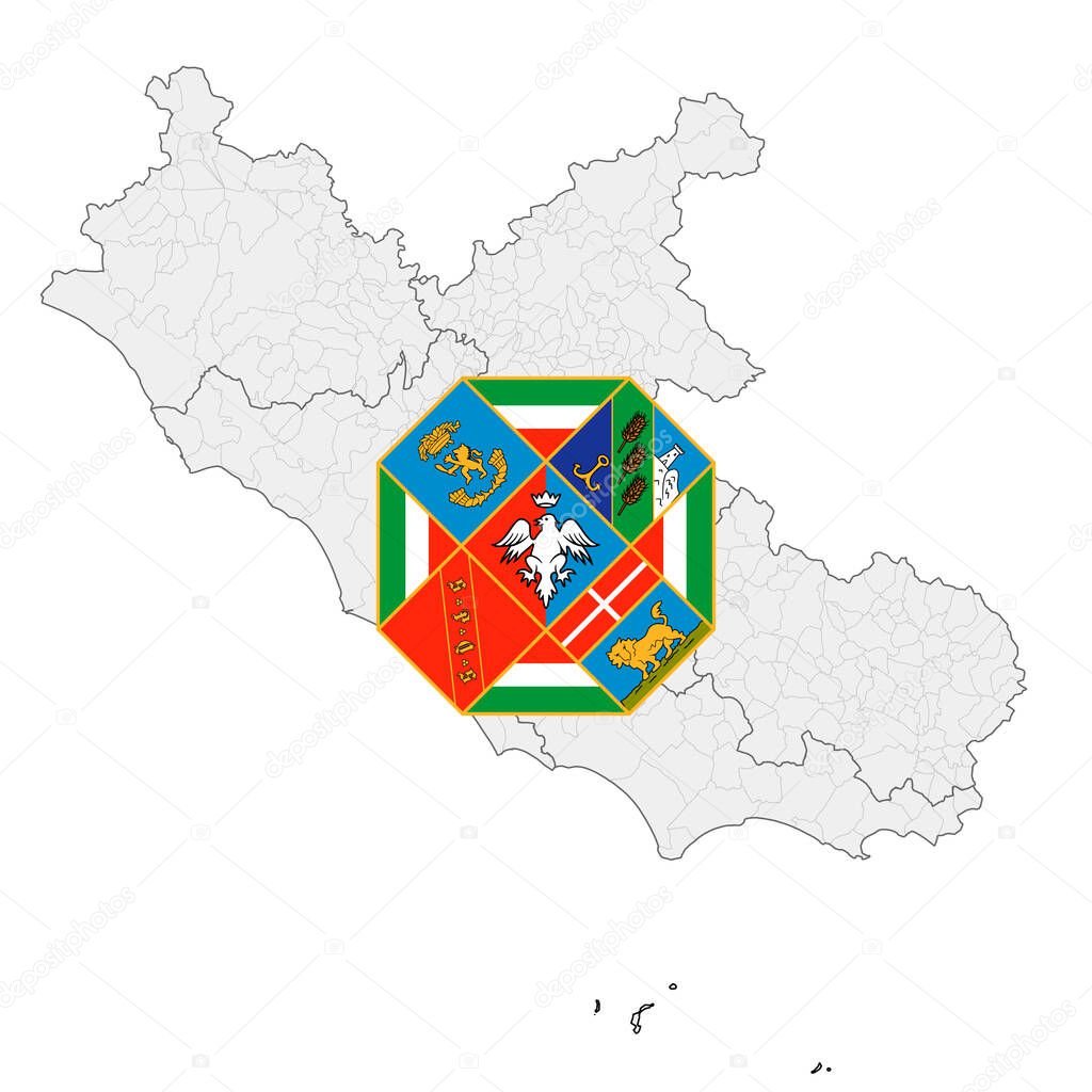 Lazio regional coat of arms and map, Italy, vector illustration