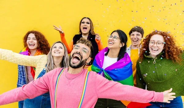 Lgbt Gemeenschap Jonge Vrienden Vieren Gay Pride Dag Festival Jonge — Stockfoto