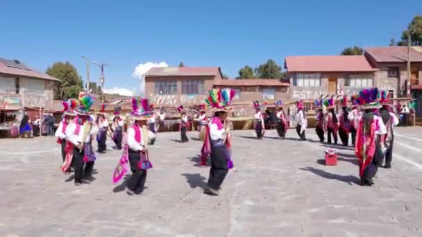 Taquile Peru South America 1St August 2023 Περουβιανοί Ντόπιοι Από — Αρχείο Βίντεο