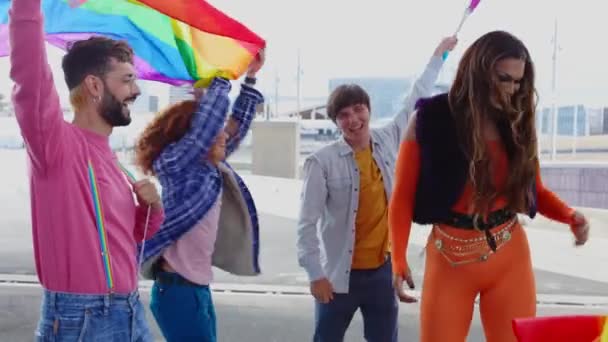 Çeşitli Lgbtq Grupları Gay Onur Festivalini Kutluyor — Stok video