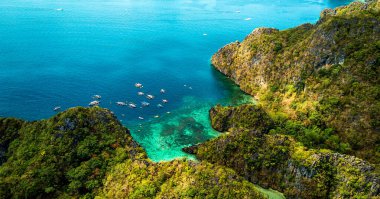 Aerial view of amazing beach in The Philippines Island clipart