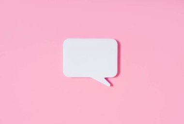 Thought concept. Message cloud 3d rendering on pink background. Idea, brainstorming. Copy space. Banner.