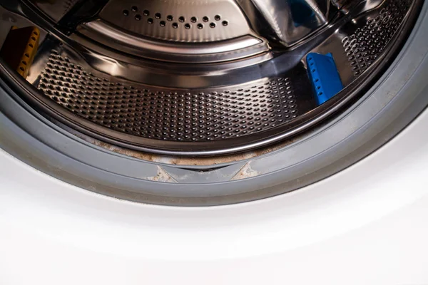 Dirty Moldy Washing Machine Sealing Rubber Cleaning Washing Machine Close — Stock Photo, Image