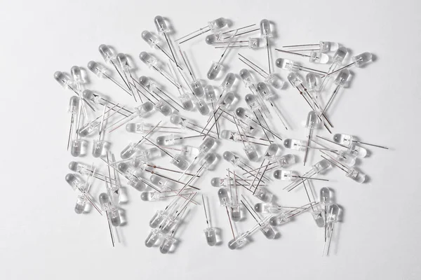 stock image Many white diodes on a white background. LEDs for illumination. View from above.