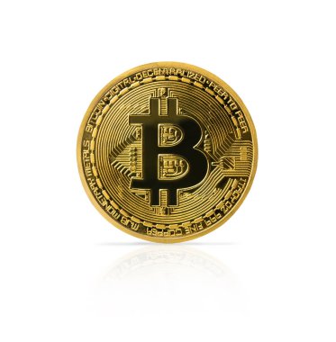 Bitcoin altın para beyaz arka planda izole. Kripto para birimi. Dijital para.