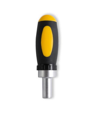 Azıcık tornavida olmadan beyaz arkaplanda izole edilmiş.