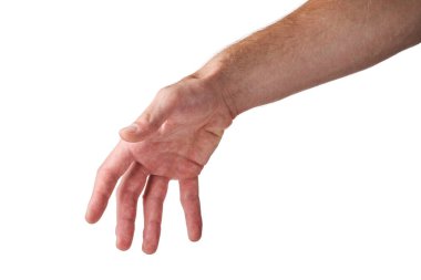 Büyük erkek eli beyazın üstünde