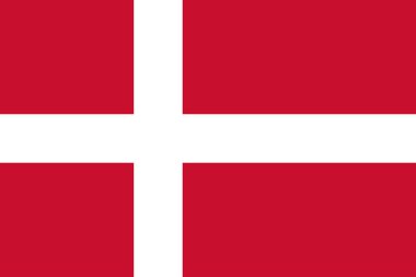 Danimarka bayrağı resmi renklerde ve doğru oranlarda izole edildi