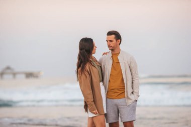 Romantic couple in love on the beach on romantic honeymoon travel