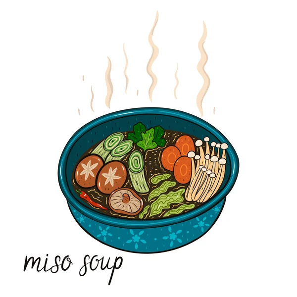 Cup of miso soup isolate on white background. Vector image.