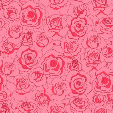 Floral seamless pattern with pink roses. Vector image.