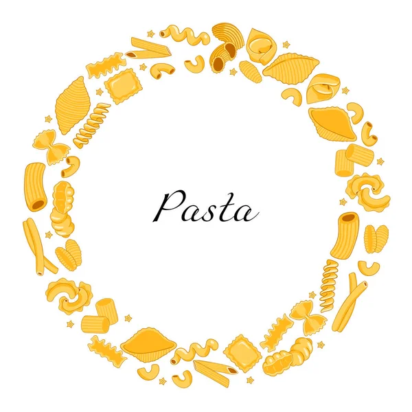 Pasta Runder Rahmen Isoliert Auf Weißem Hintergrund Vektorbild — Stockvektor