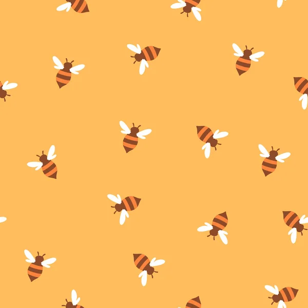 Eenvoudig Naadloos Patroon Met Bijen Een Gele Achtergrond Vectorafbeelding — Stockvector