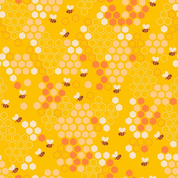 ミツバチやハニーコンブのシームレスなパターン ベクトル画像 — ストックベクタ