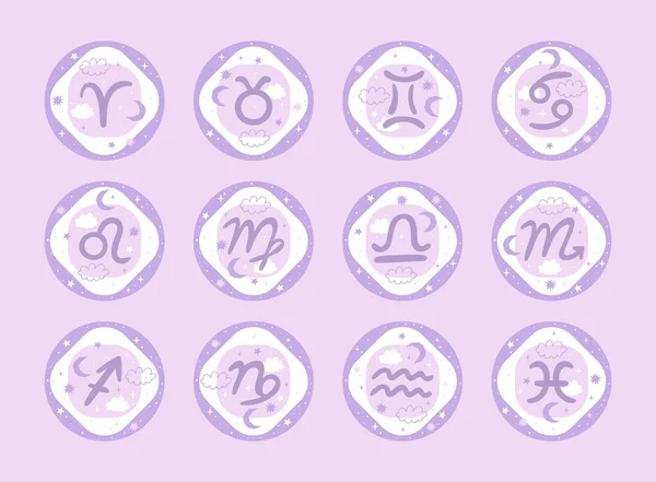 Ensemble Symboles Astrologiques Des Éléments Horoscope Image Vectorielle — Image vectorielle