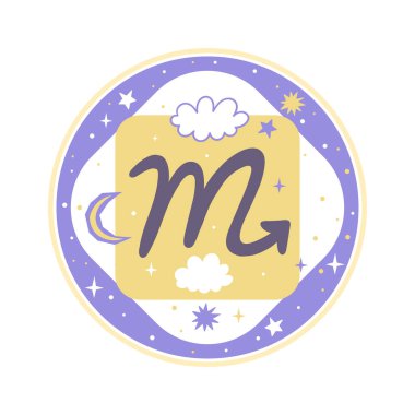 Astroloji. Burç elementi. Akrep burcu. Vektör grafikleri.