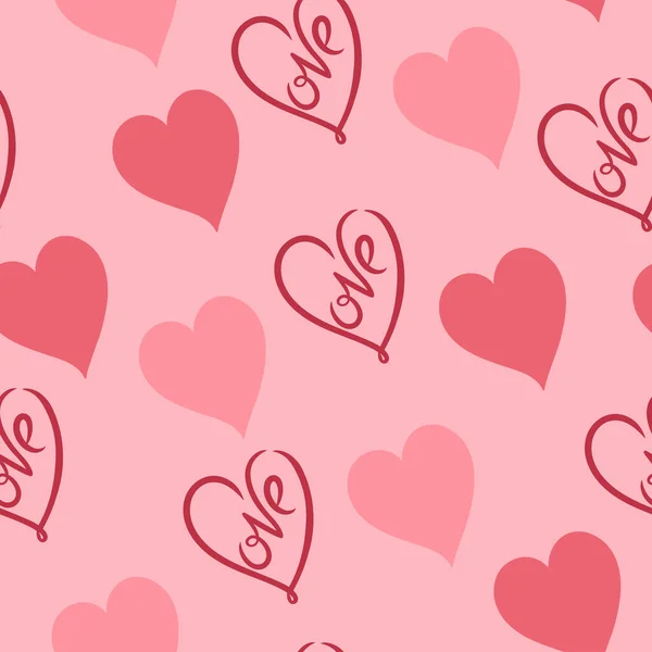 Χαριτωμένο Μοτίβο Χωρίς Ραφή Καρδιές Ροζ Χρώματα Εικόνα Διανύσματος — Διανυσματικό Αρχείο
