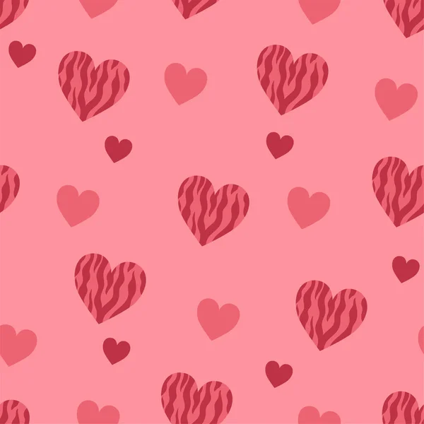Симпатичный Безморщинистый Узор Сердцами Розового Цвета Векторное Изображение — стоковый вектор