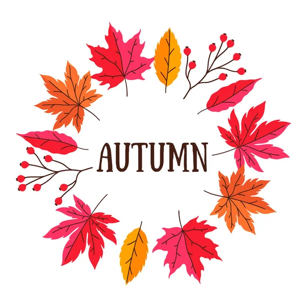 Podzimní Rámeček Šablony Listí Bobulí Izolovat Bílém Pozadí Vektorový Obrázek Royalty Free Stock Ilustrace