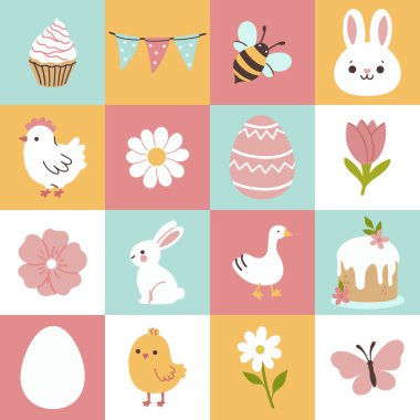 Kusursuz renklendirilmiş bahar Paskalya aromalı. Vektör resmi.