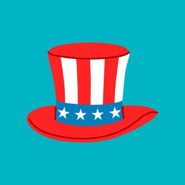 4 Temmuz şapkası çizgili ve yıldızlı. Vektör resmi.